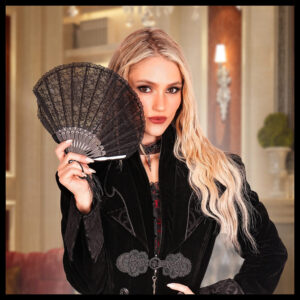 69819 - Lace Fan with tassel, black