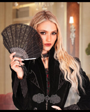 69819 - Lace Fan with tassel, black