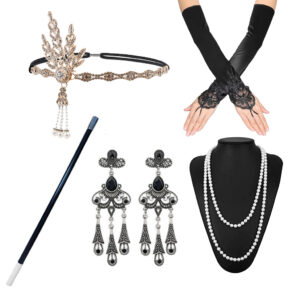 70514 - flapper kit- 5pc ( gloves, headband, Necklace, cigarette holder, earrings)