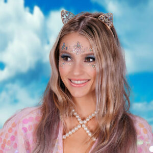 71230 - cat headband with stones, gold
