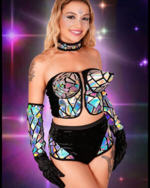 7220 - Holographic Pointed Bra 4 pc Set