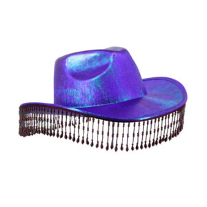 JC568 - Cowboy Hat with Small Bead Fringes-Purple