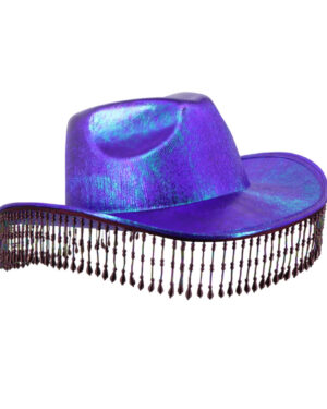 JC568 - Cowboy Hat with Small Bead Fringes-Purple