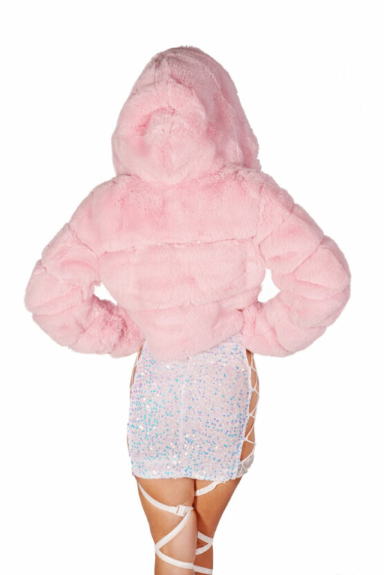 2639 - Faux Fur Puffer Crop Jacket - Image 2