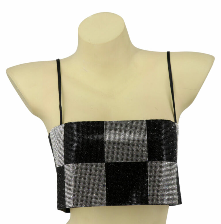 94063 - Black / White Checkered Rhinestone Top - Image 3