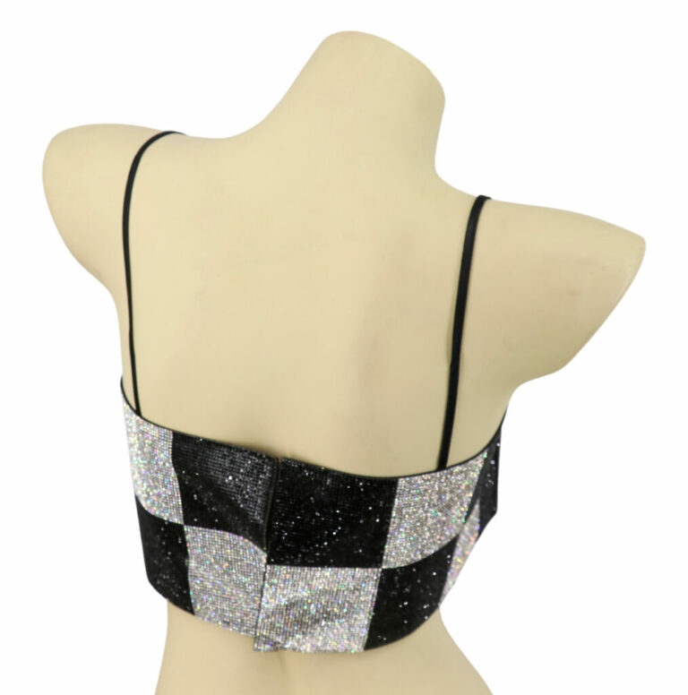 94063 - Black / White Checkered Rhinestone Top - Image 5