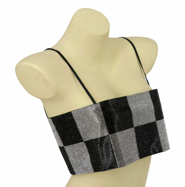 94063 - Black / White Checkered Rhinestone Top - Image 4