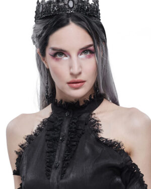 AS097 - Gothic Queen Black Crystal Crown
