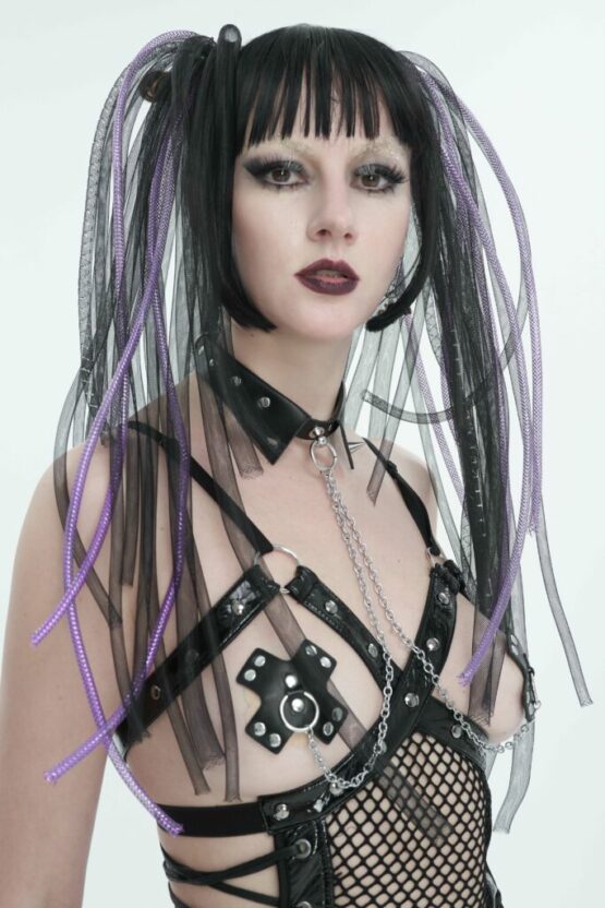 AS147 - Leatherette Nipple pasties with Chains and Neck Collar - Image 4