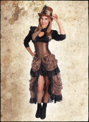 SP067S - Steampunk skirt - Brown - ML