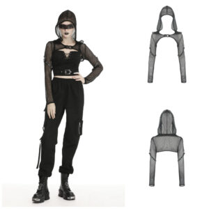 BW84 - Hooded fishnet Crop Jacket