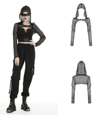 BW84 - Hooded fishnet Crop Jacket