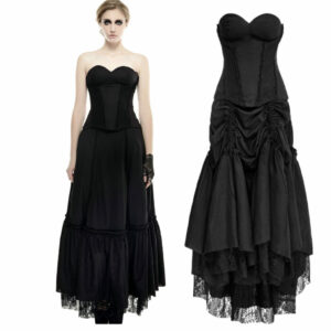 Q292 - Linen Laced Gothic Dress