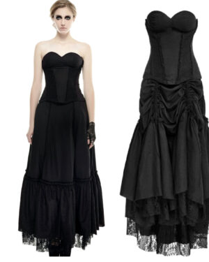 Q292 - Linen Laced Gothic Dress