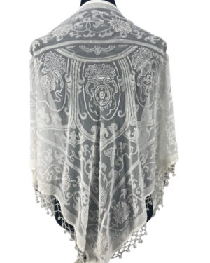 1714 - Triangle Scarf -  Medallion Design- Beaded - Purple