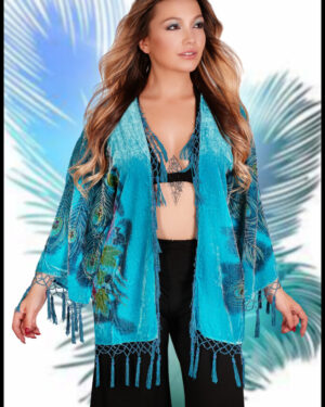 1805 - Velvet Beaded Peacock Short Jacket