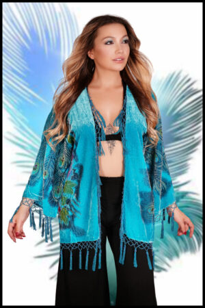 1805 - Velvet Beaded Peacock Short Jacket