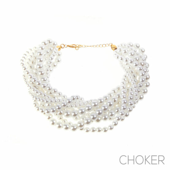18407 - g pearl 9 row twisted necklace