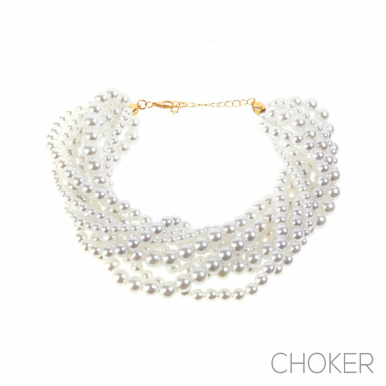 18407 - g pearl 9 row twisted necklace