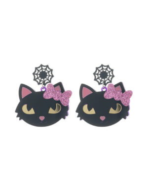 28234 - r bow black cat earring