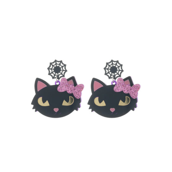28234 - r bow black cat earring