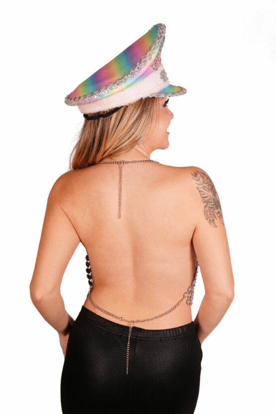 69585 - Pink Sequins Police Hat - Image 2