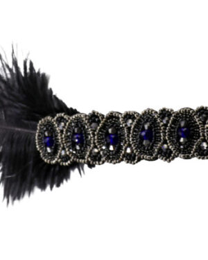 71185-FLPR - Flapper Beaded Headband with feathers