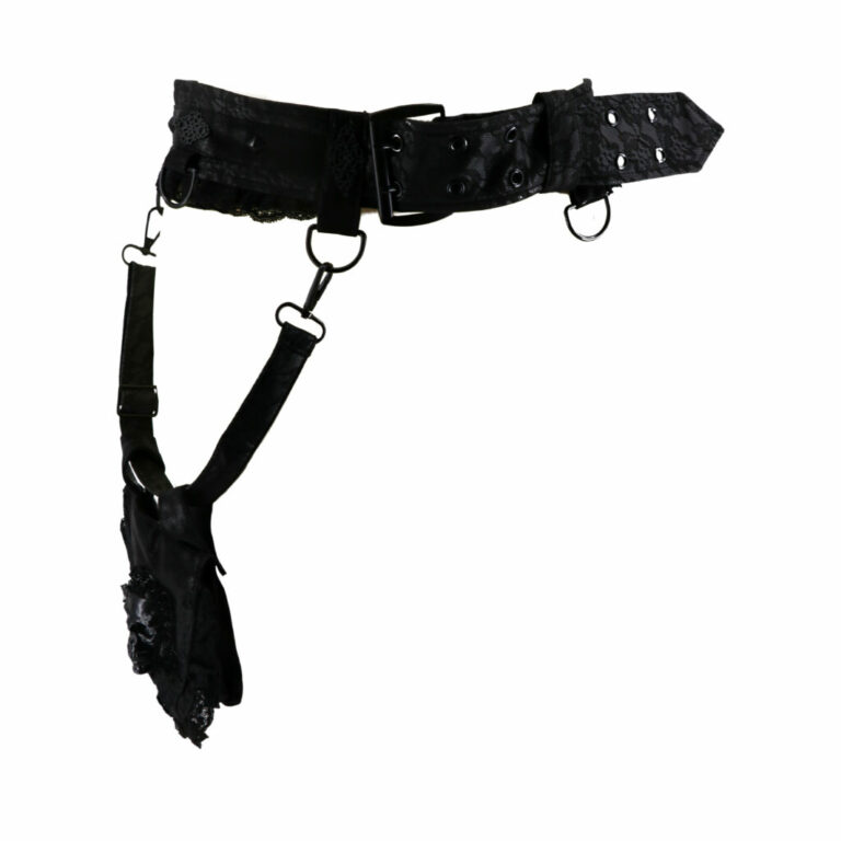 7298 - Pleather Belted Skull Laced Waist Bag - Image 7