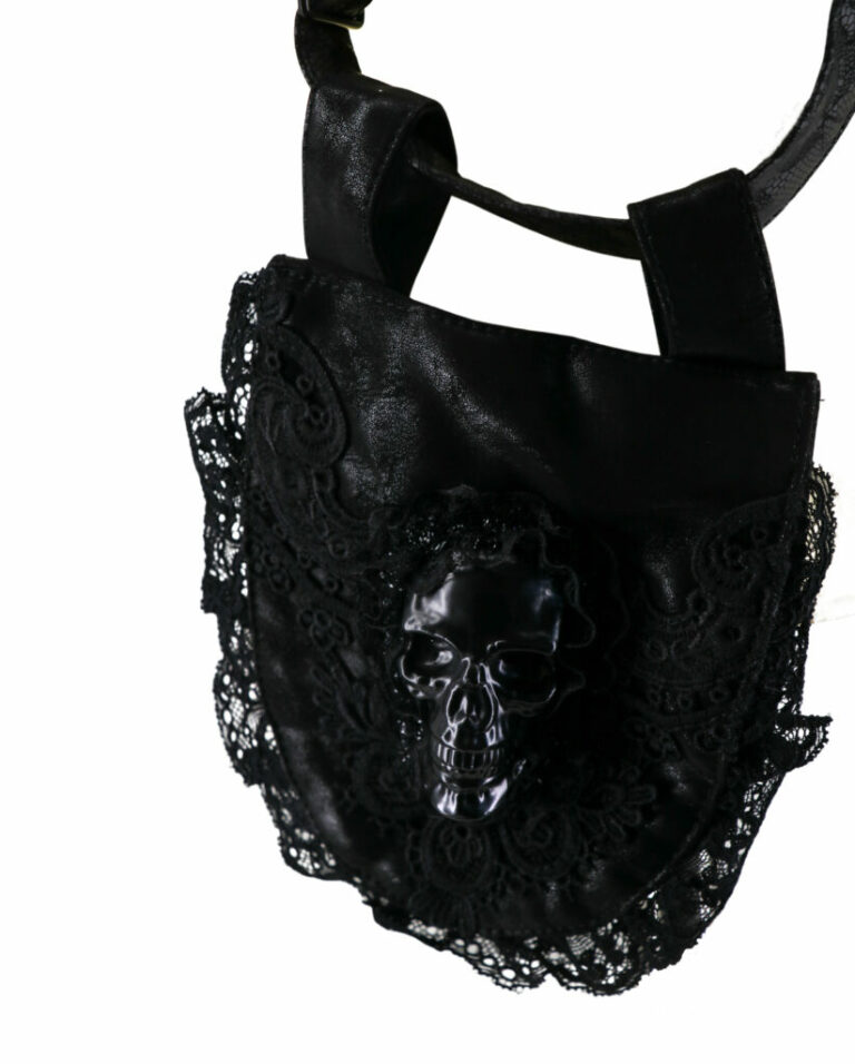 7298 - Pleather Belted Skull Laced Waist Bag - Image 4