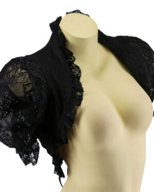 7299 - High Collar Lace Shawl with Cross Chain