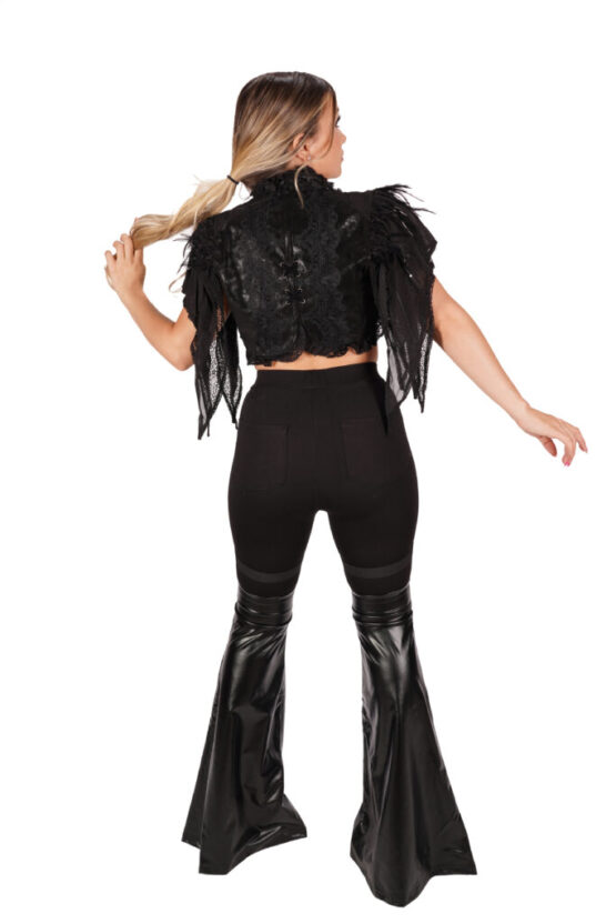 7304 - Point Sleeve lace Shawl with Feather Trim - Image 2