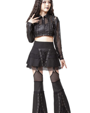 7330 - Contrast fishnet Laced skirt with detachable leg warmers