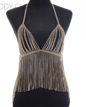 94127 - Gold Rhinestone Fringe Bodice