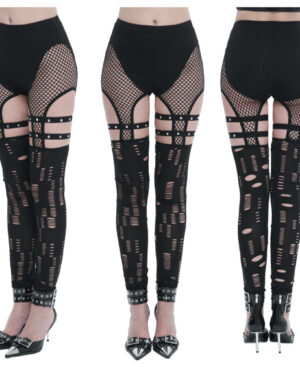 PT211 - Fishnet Knit Legging with Stud Garter