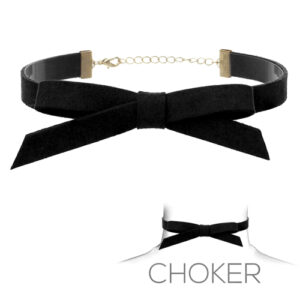 16110 - ribbon suede choker necklace black