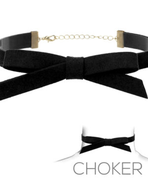 16110 - ribbon suede choker necklace black