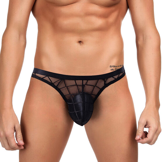 19211-SM - Black diamond Mesh Mens Underwear