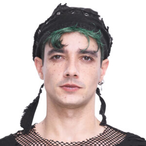 AS163 - Black denim rivet headdress