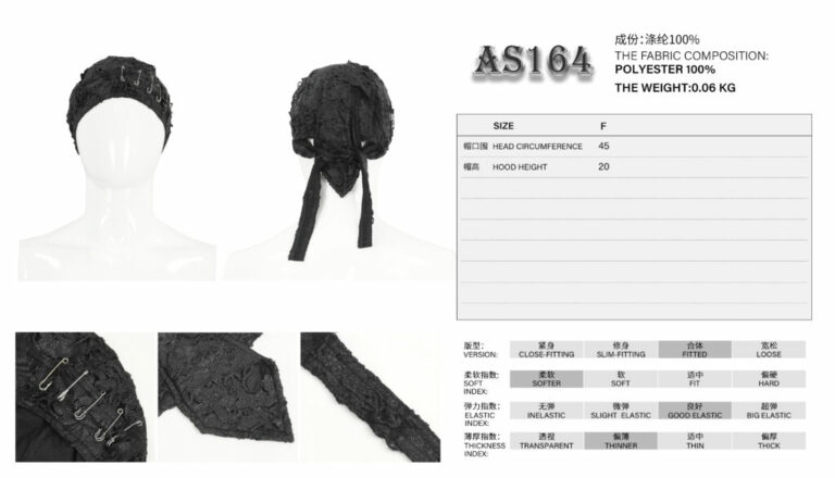 AS164 - Distressed safety pin Headdress - Image 6