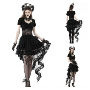 KW294 - Punk frilly lace swallow tail skirt