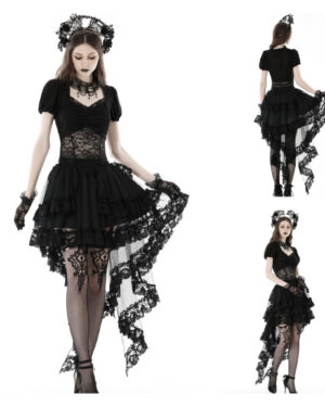 KW294 - Punk frilly lace swallow tail skirt