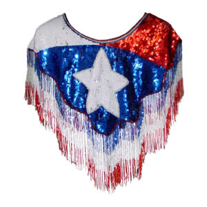 1002 - Beaded & Sequins Lone Star Shawl / Collar with Fringes