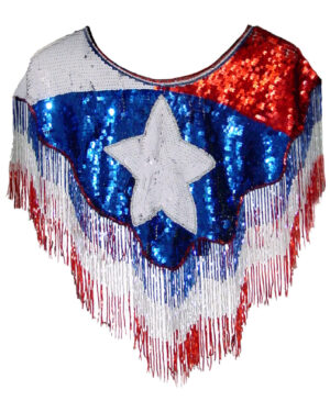 1002 - Beaded & Sequins Lone Star Shawl / Collar with Fringes