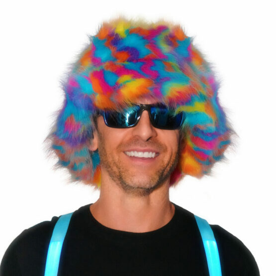 2670 - Splatter Rainbow Bucket Faux Fur Hat - Image 2