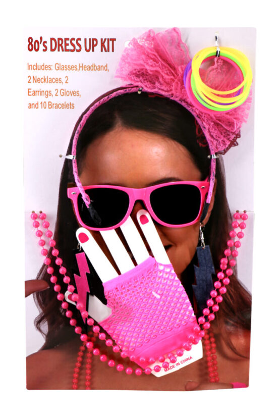 69176 - 80s Fuchsia Kit - Headband, Beads, Earrings, Gloves, Bracelets - Image 5