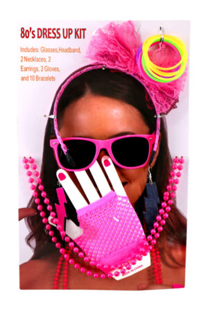 69176 - 80s Fuchsia Kit - Headband, Beads, Earrings, Gloves, Bracelets