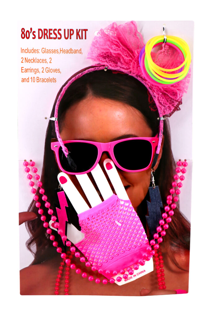 69176 - 80s Fuchsia Kit - Headband, Beads, Earrings, Gloves, Bracelets