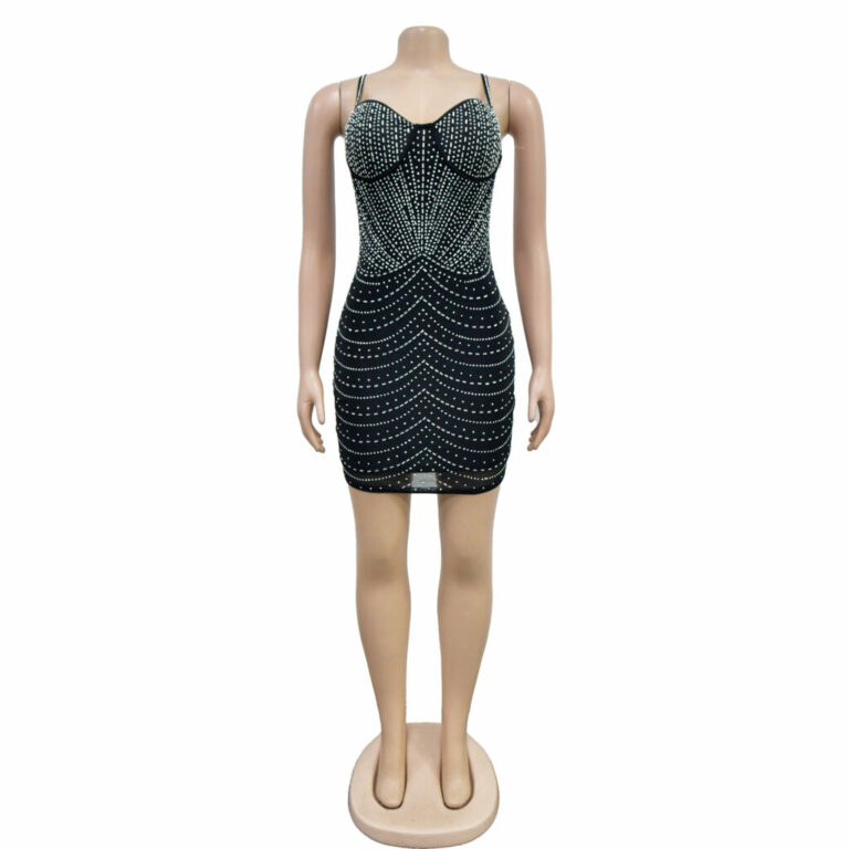 7540 - All over rhinestone mini dress - Image 4