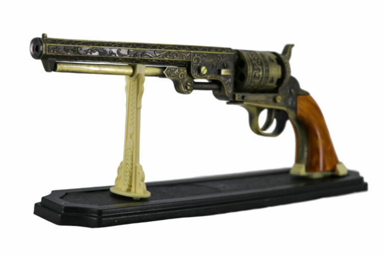 G1851 - 13.5" Decorative Antique Revolver Gun w/display - Image 2