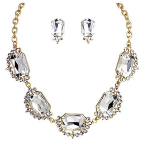 14210 - Large Crystal Rhinestone Necklace and Earring Set